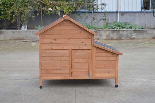 Affordable brown chicken coop rabbit hutch for up to 6 chickens with waterproof design and pull-out tray for easy cleaning.