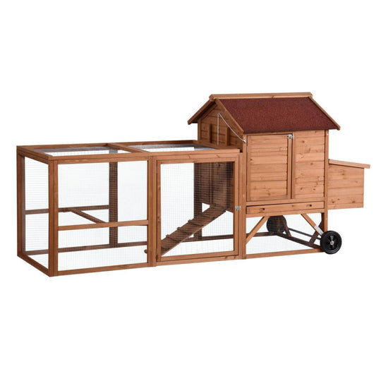 YES4PETS XL Chicken Coop Rabbit Hutch with Wheels, wooden design, ideal for chickens, rabbits, and guinea pigs in backyard settings.