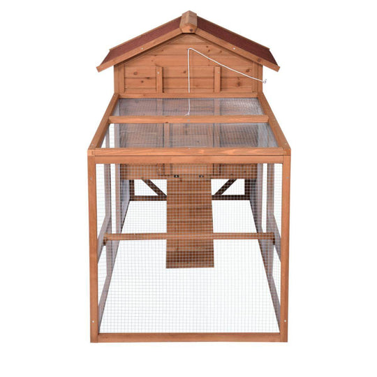 YES4PETS XL Chicken Coop Rabbit Hutch with wheels, wooden structure, roof, and mesh for ventilation, ideal for backyard poultry.