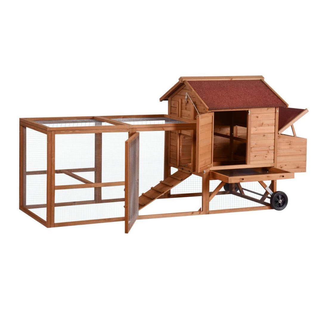 XL Chicken Coop Rabbit Hutch with Wheels, ideal for poultry and small animals, features a spacious run and quality wooden design.