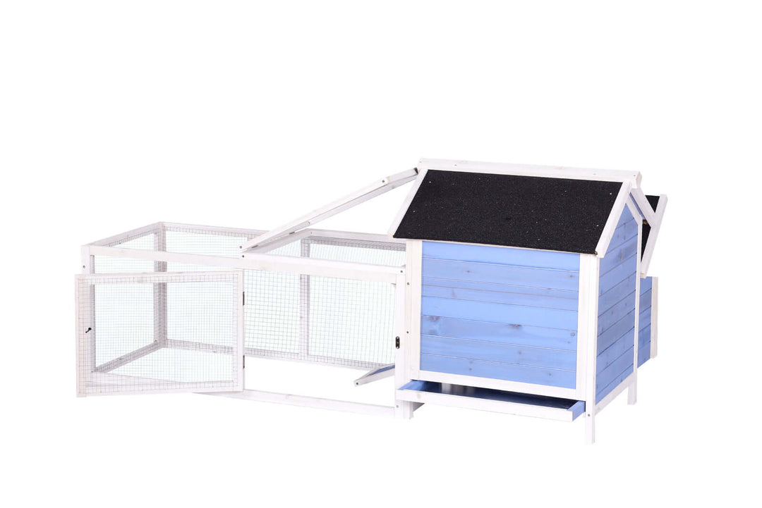 YES4PETS large chicken coop and rabbit hutch in blue with mesh enclosure, ideal for small animals.