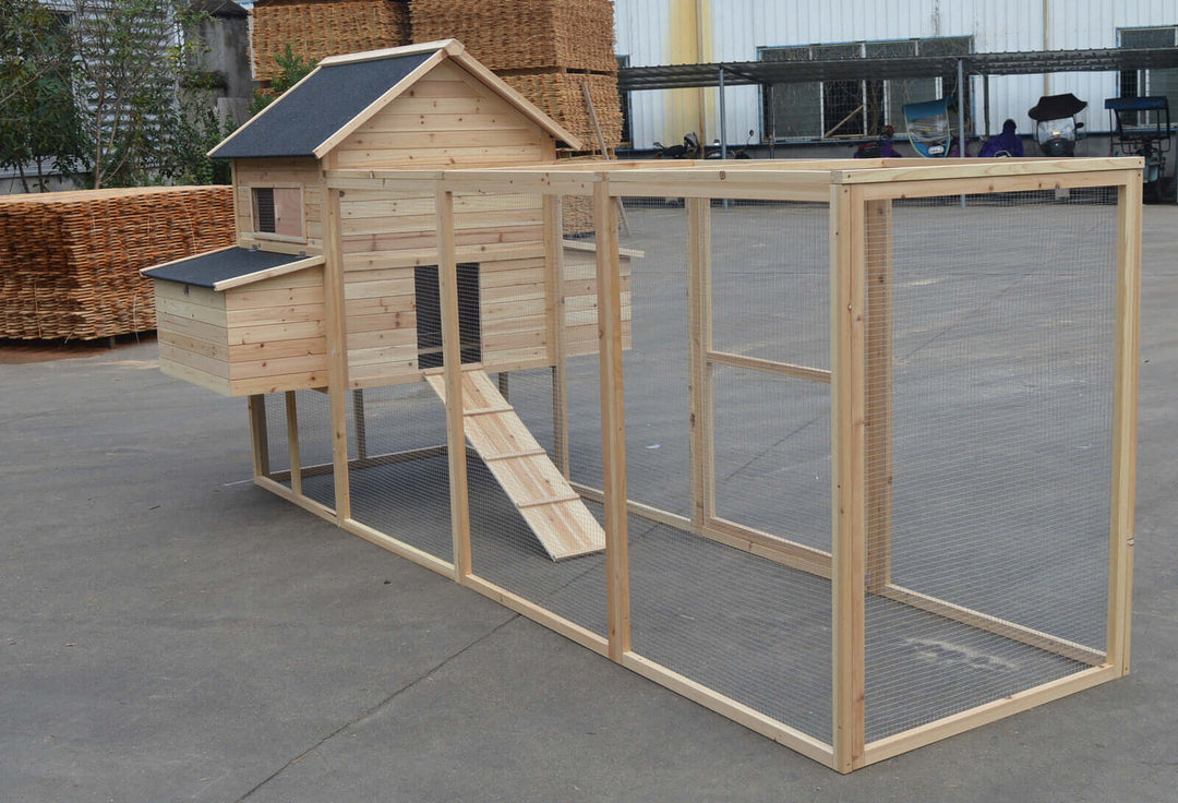 XXXL Chicken Coop with spacious run, suitable for chickens, rabbits, and small pets, made from durable wood.