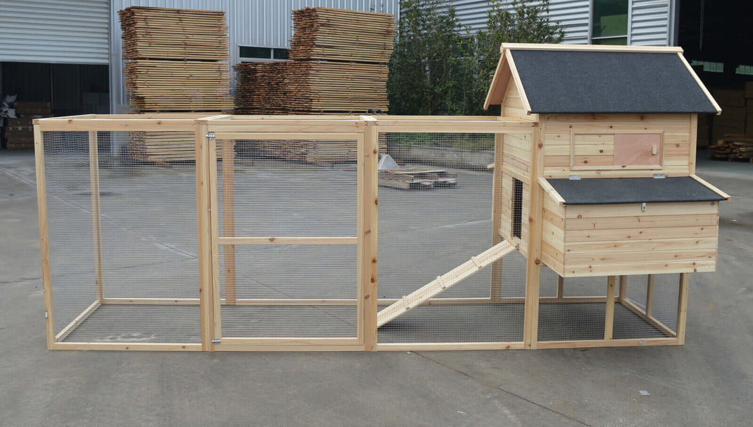 XXXL chicken coop and hutch for rabbits, guinea pigs, ferrets, and hens made of solid wood.