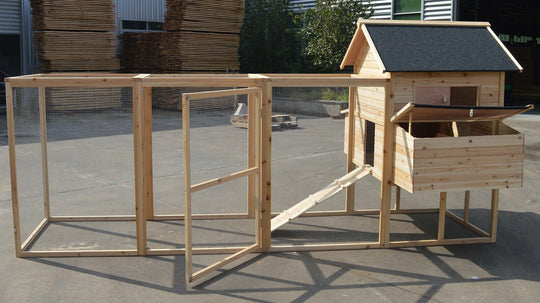 XXXL Chicken Coop for rabbits, guinea pigs, and chickens with wooden structure and nesting box.