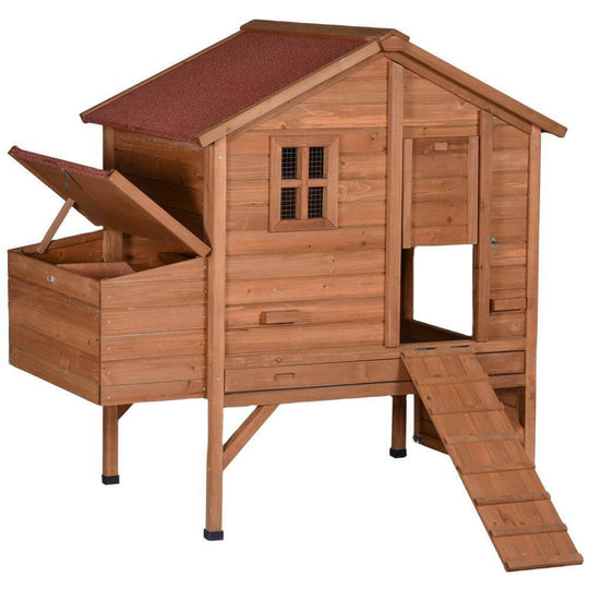 YES4PETS XL Chicken Coop Rabbit Hutch with asphalt roof, pull-out tray, and wooden perch for easy cleaning and comfort.