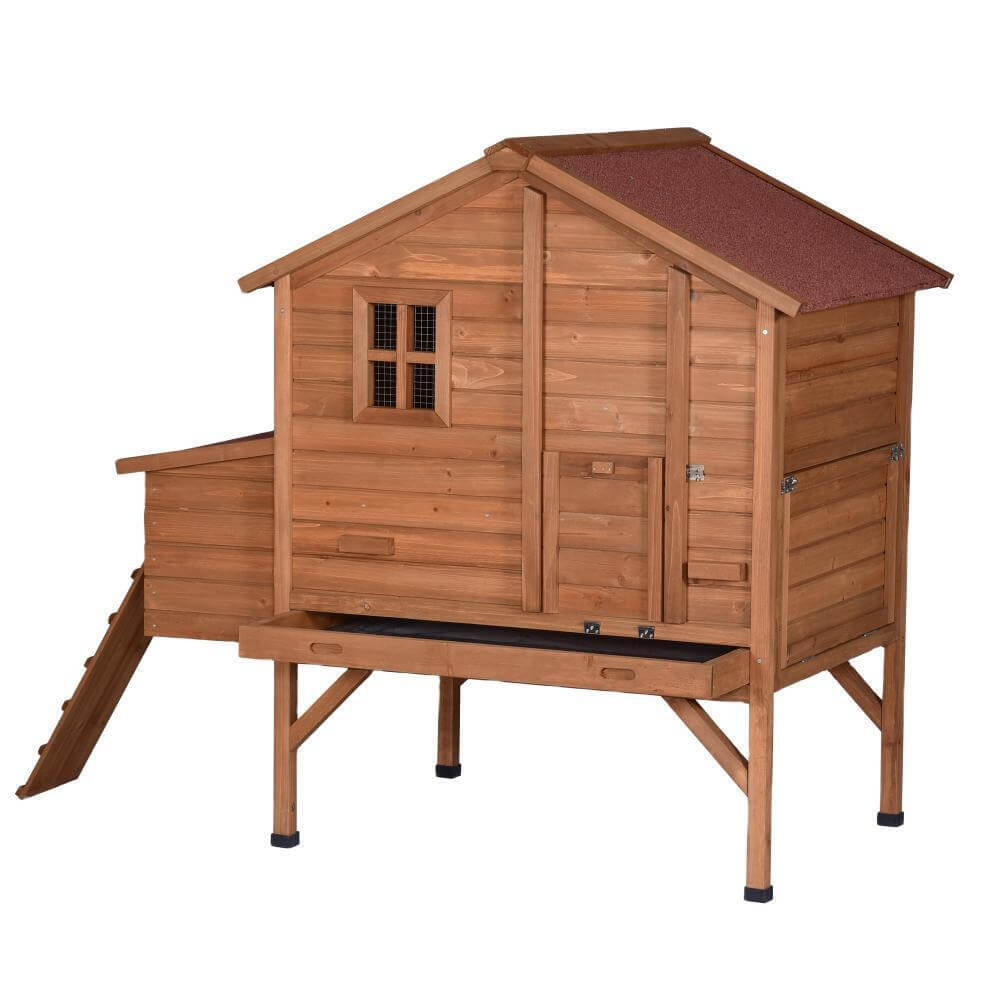 YES4PETS XL Chicken Coop Rabbit Hutch for up to 10 chickens with waterproof roof and pull-out tray.