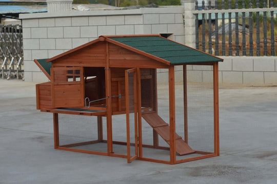 YES4PETS XL Chicken Coop Rabbit Hutch with green roof and wooden design for outdoor use.