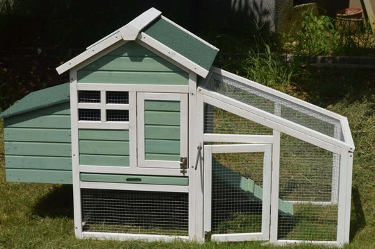 YES4PETS green chicken coop with nesting box, ideal for 2 chickens or rabbits, affordable quality pet housing.