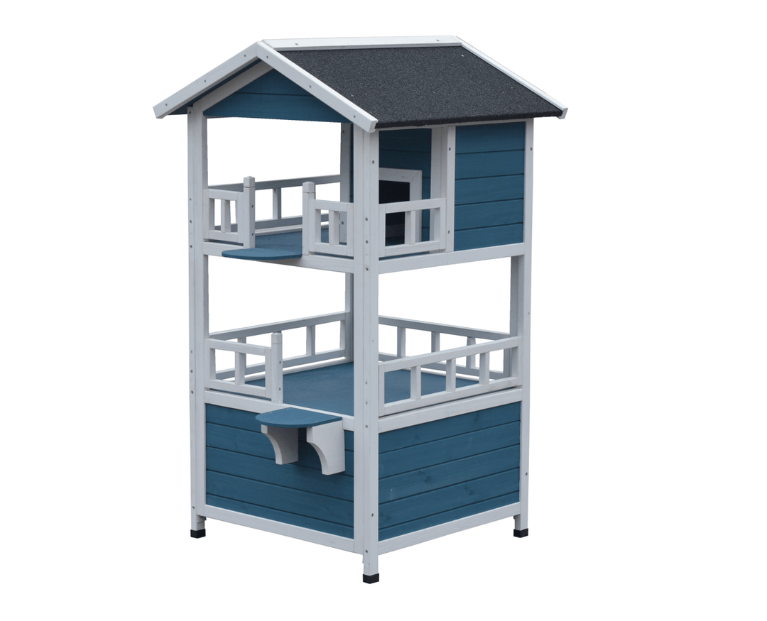 YES4PETS Double Story Cat Shelter Condo with Escape Door, rainproof and affordable cat house.