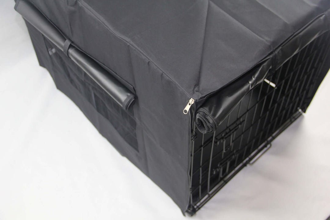 YES4PETS collapsible pet crate cover in black, durable 600D Oxford fabric. Ideal for dogs, cats, and rabbits. Affordable quality.