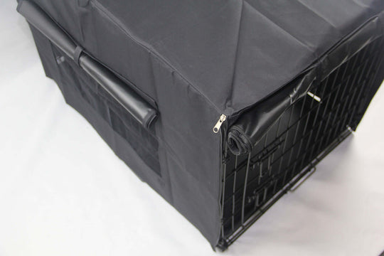 YES4PETS collapsible pet crate cover in black, durable 600D Oxford fabric. Ideal for dogs, cats, and rabbits. Affordable quality.