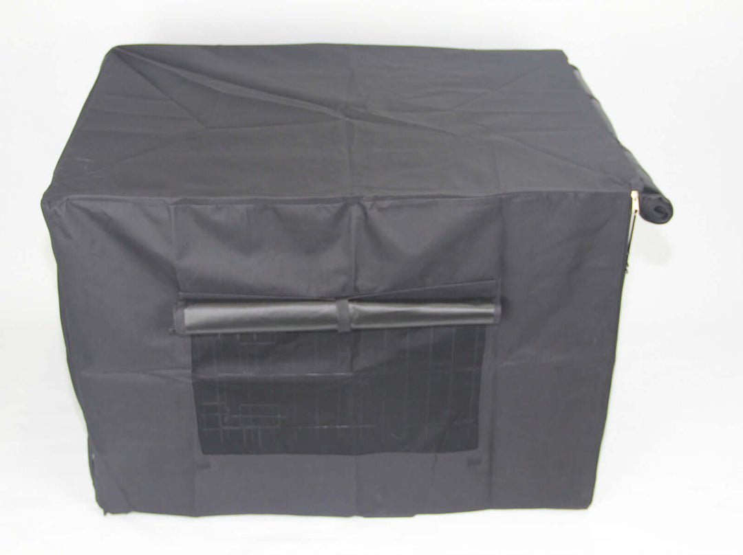 Affordable 24' Collapsible Pet Cage Cover in durable 600D oxford fabric with ventilation window and secure velcro straps.