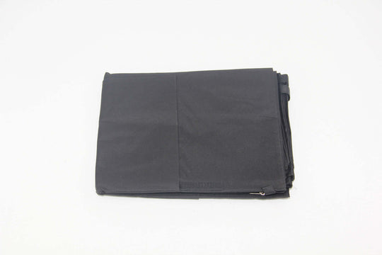 Collapsible black crate cover for pets, made from durable 600D Oxford canvas, offering ventilation and wind resistance.