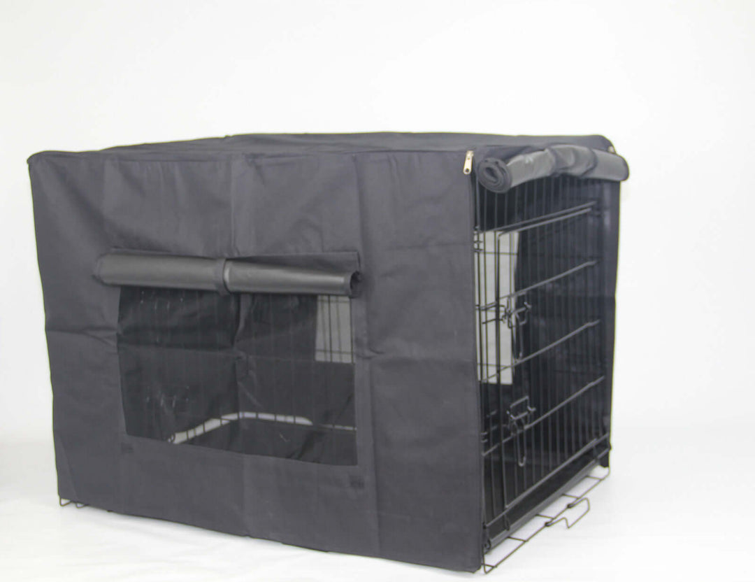 YES4PETS 24' portable foldable pet crate with black cover, durable and collapsible for easy transport and storage.