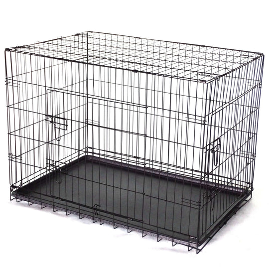 YES4PETS 30' collapsible metal dog crate cage with tray, affordable quality pet carrier for convenient transport and storage.