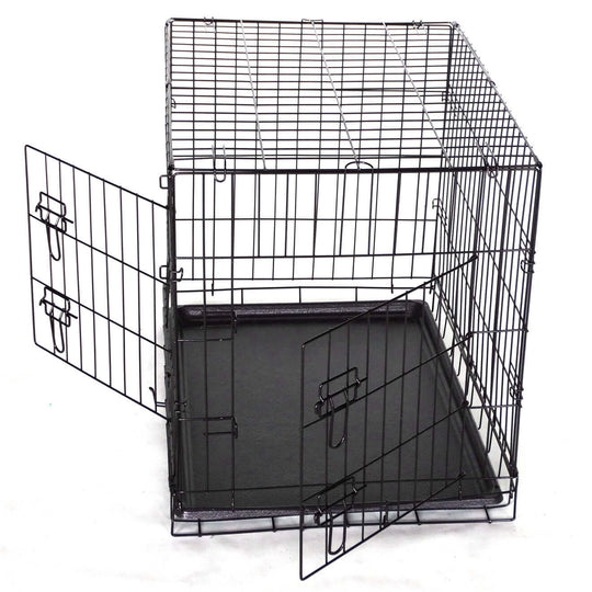 YES4PETS 30' collapsible metal dog crate with double doors, safe and convenient pet carrier for dogs and cats.