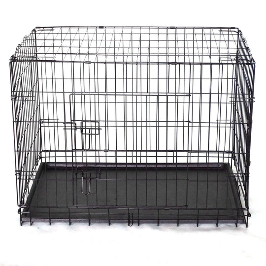 Affordable YES4PETS 42' collapsible metal dog cat crate showcasing double access doors and durable design.