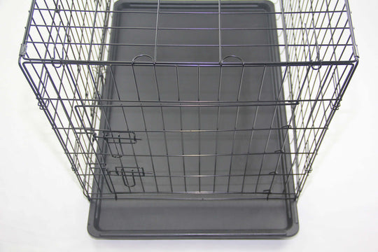 Affordable 42' portable foldable dog crate with removable tray and secure latch, ideal for pets.