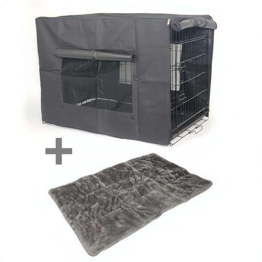 Affordable YES4PETS collapsible pet crate with removable cover and plush mat, ideal for dogs, cats, and rabbits.