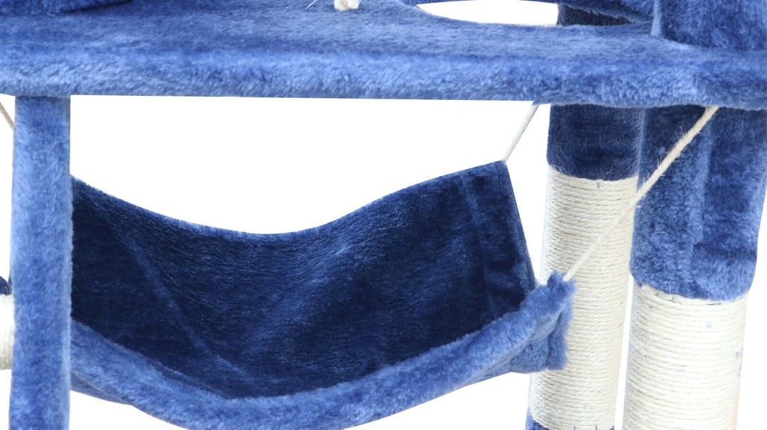 YES4PETS blue cat tree hammock with plush fabric, perfect for scratching and lounging, blends quality and affordability.