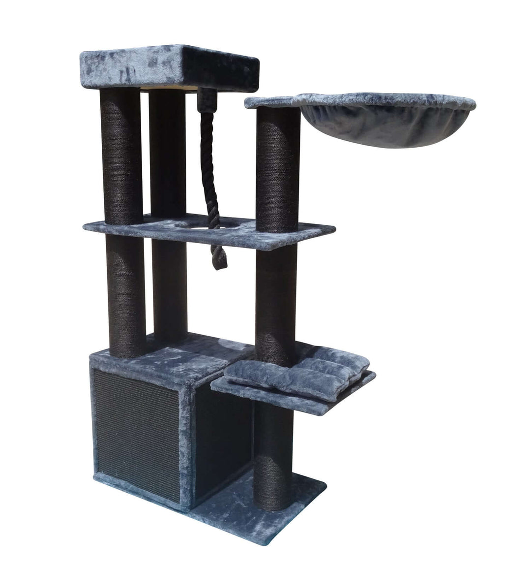 Affordable YES4PETS 160 cm XL grey multi-level cat scratching post with plush covering and sturdy sisal poles.