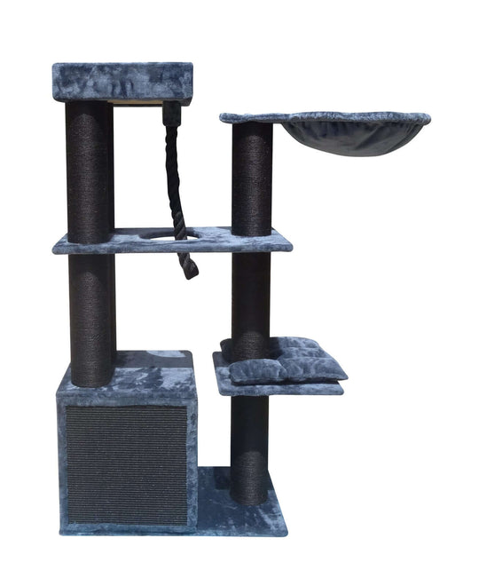 Affordable YES4PETS XL Cat Scratching Post Tree in Grey, 160 cm with plush covering and natural sisal poles.