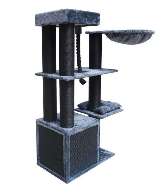 YES4PETS Grey Cat Scratching Post Tree, 160cm tall, multi-level design, thick 14cm sisal poles, cozy resting areas.