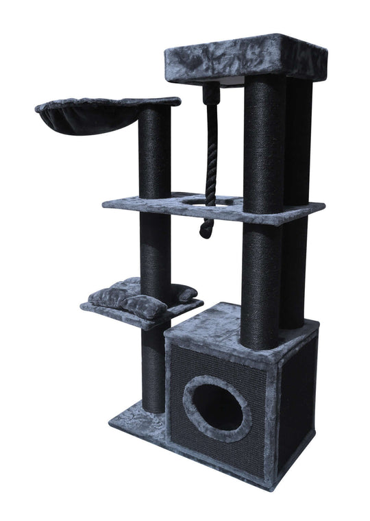 YES4PETS XL Cat Scratching Post Tree Scratcher in Grey, multi-level design with sisal poles and resting pads.