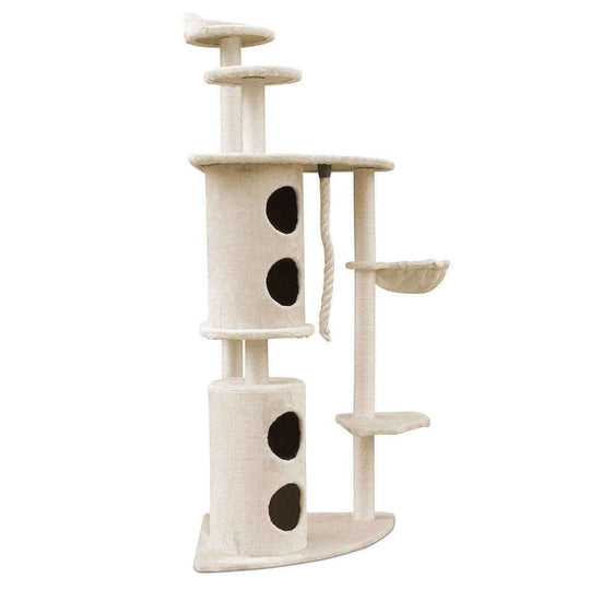 YES4PETS XL Multi-Level Cat Scratching Tree Tower Beige - Affordable quality cat furniture for exercise and play.