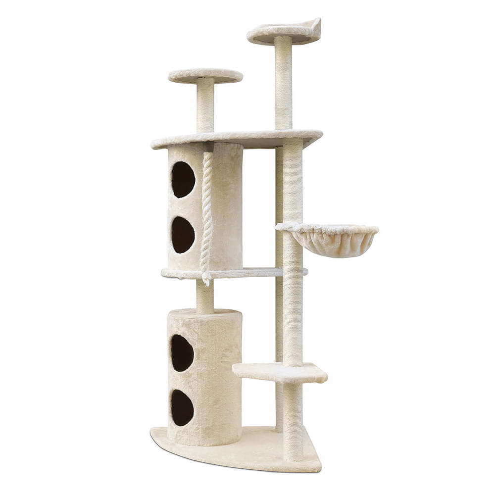 YES4PETS 170cm XL Beige Multi Level Cat Scratching Post Tree for exercise and play.