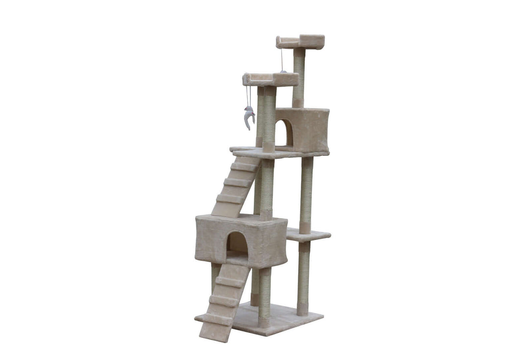 YES4PETS 180 cm beige cat scratching post tree with ladder and platforms for affordable quality fun.