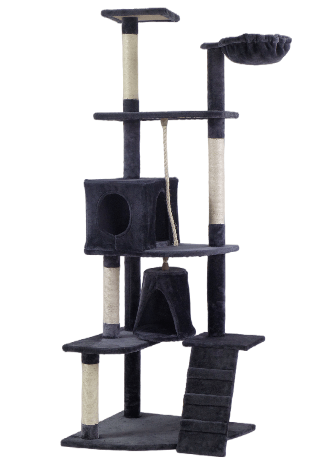 YES4PETS 193cm Cat Scratching Tree Post in Grey, with sisal poles and comfy platforms for cats.