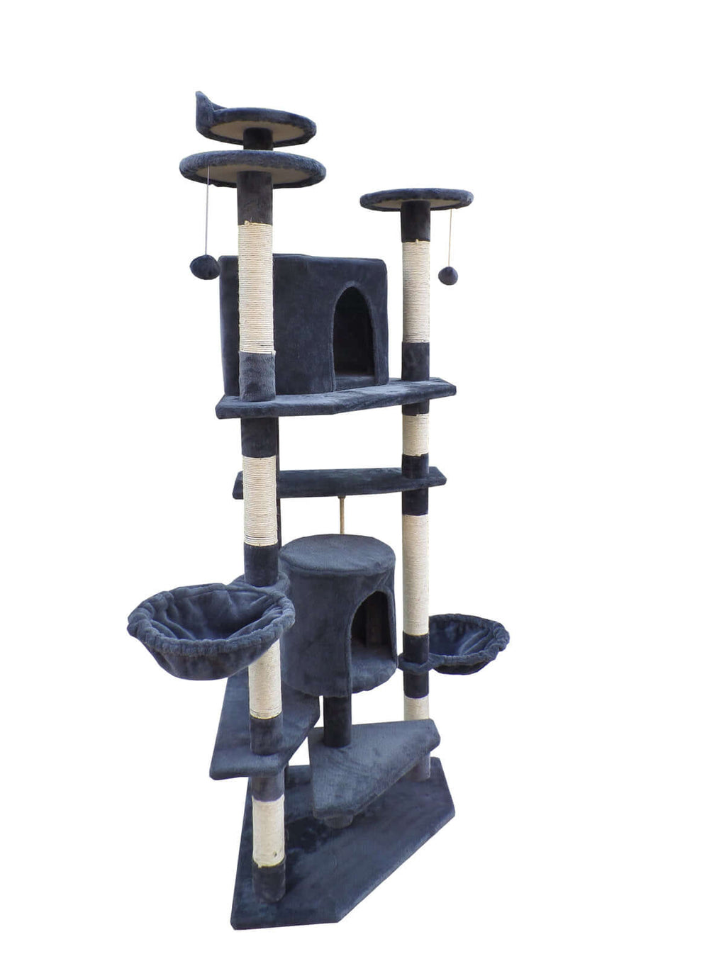 YES4PETS 200 cm Cat Scratching Post Tower in Grey, Affordable luxury for climbing and scratching fun.