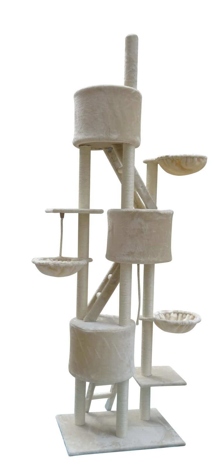 Beige XL Multi-Level Cat Scratching Post, sturdy design with perches and sisal, perfect for multiple cats.