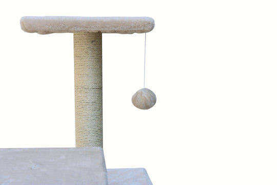 YES4PETS beige cat scratching post with play ball, affordable and quality furniture for cats.