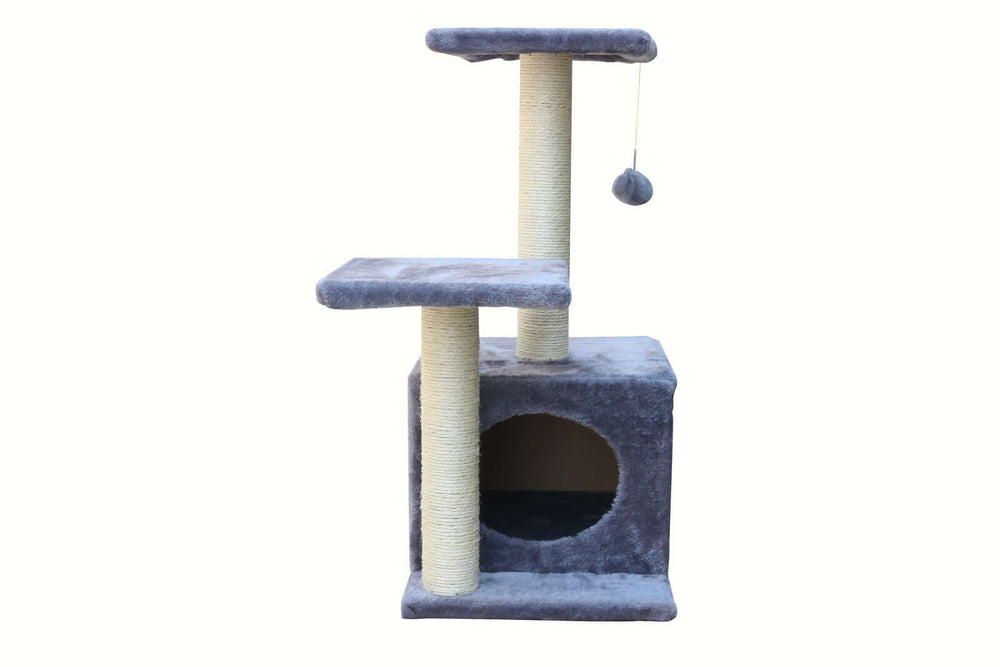 YES4PETS 71cm grey cat scratching tree with platforms, scratching posts, and resting box - affordable quality pet furniture