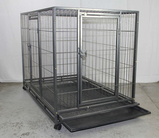 YES4PETS XL metal pet cage with lockable doors and removable tray, ideal for dogs and small animals, designed for mobility.