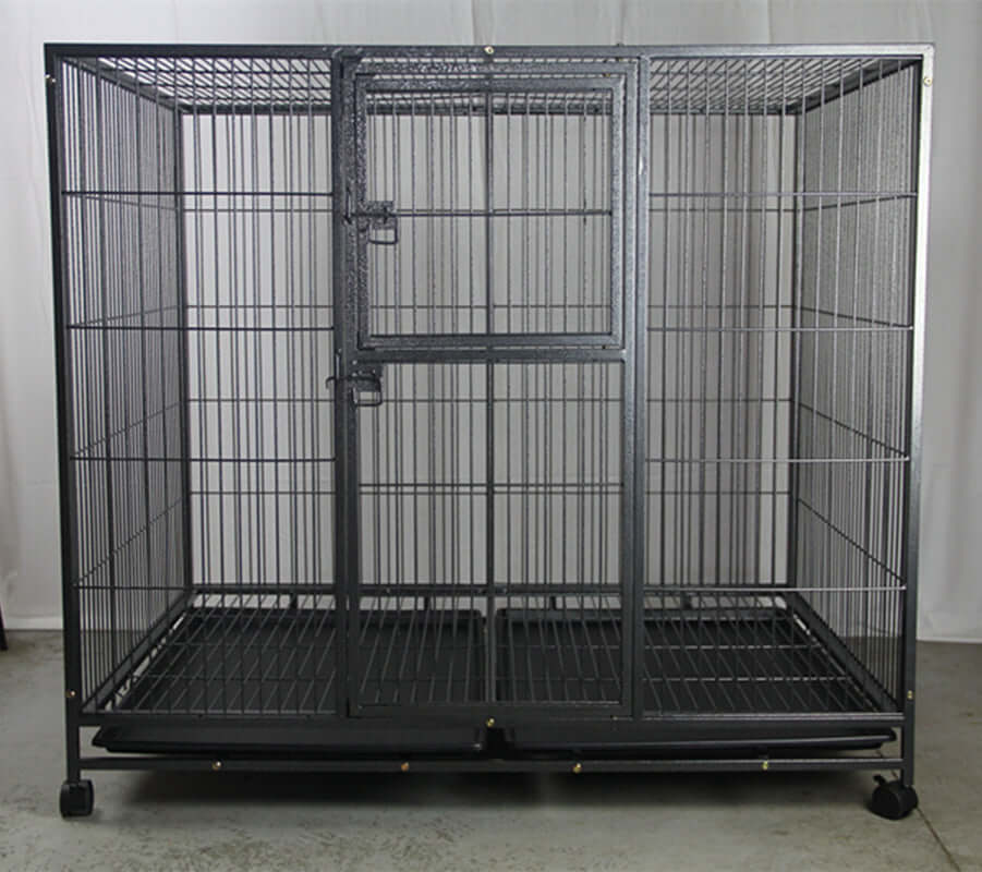 YES4PETS XXL metal pet cage for dogs, cats, and small animals—portable design with removable tray and wheels.