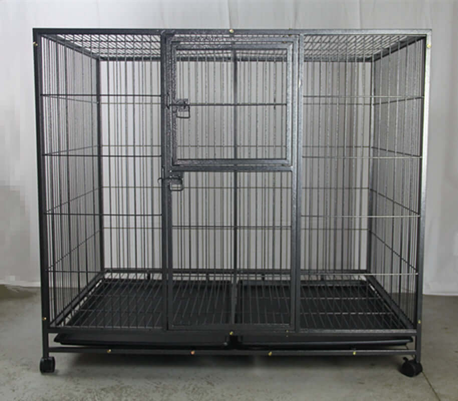 YES4PETS XXL pet cage, heavy-duty metal crate with removable tray and wheels for easy mobility.