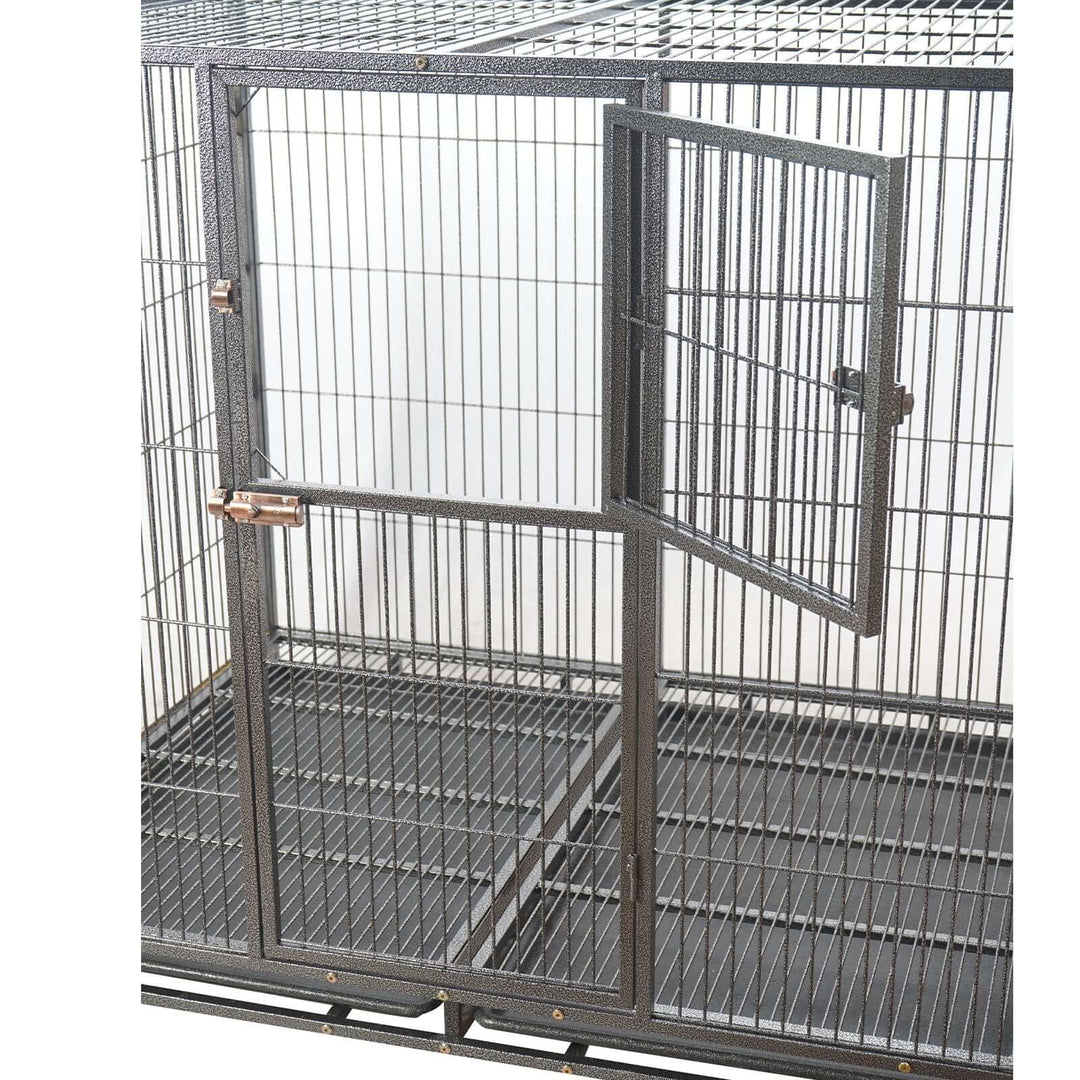 YES4PETS XXL metal pet crate door, heavy-duty steel cage with removable tray for dogs, cats, and rabbits.