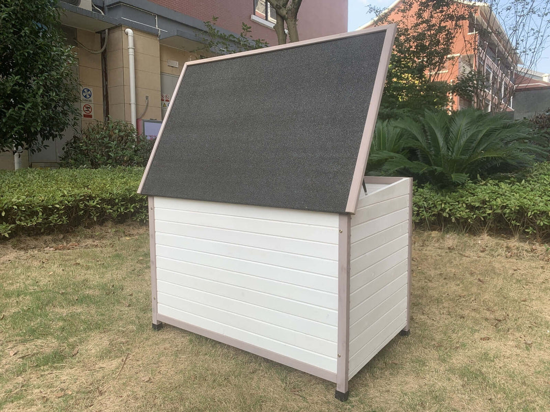 YES4PETS Wooden Dog Kennel House in Stripe White, Affordable and Quality pet shelter for comfort and relaxation.