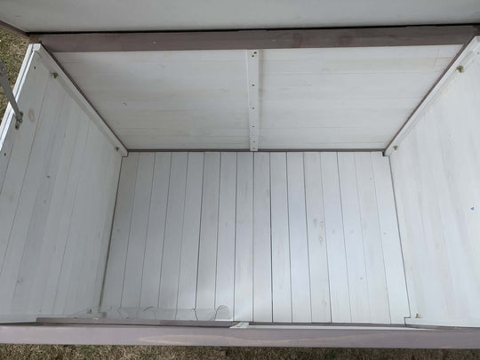 Interior view of YES4PETS L Timber Dog Kennel showing spacious, white wooden flooring for comfort.