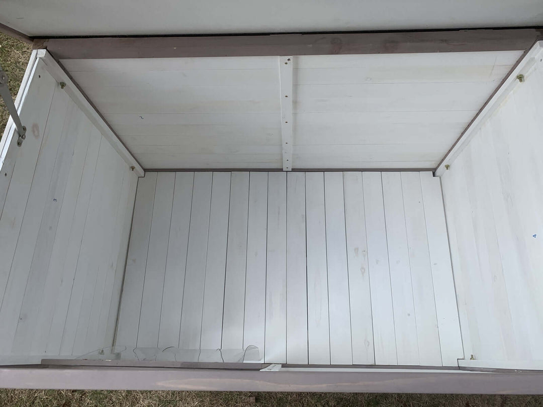 Interior view of YES4PETS XL Timber Dog Kennel, showcasing spacious white slatted flooring.