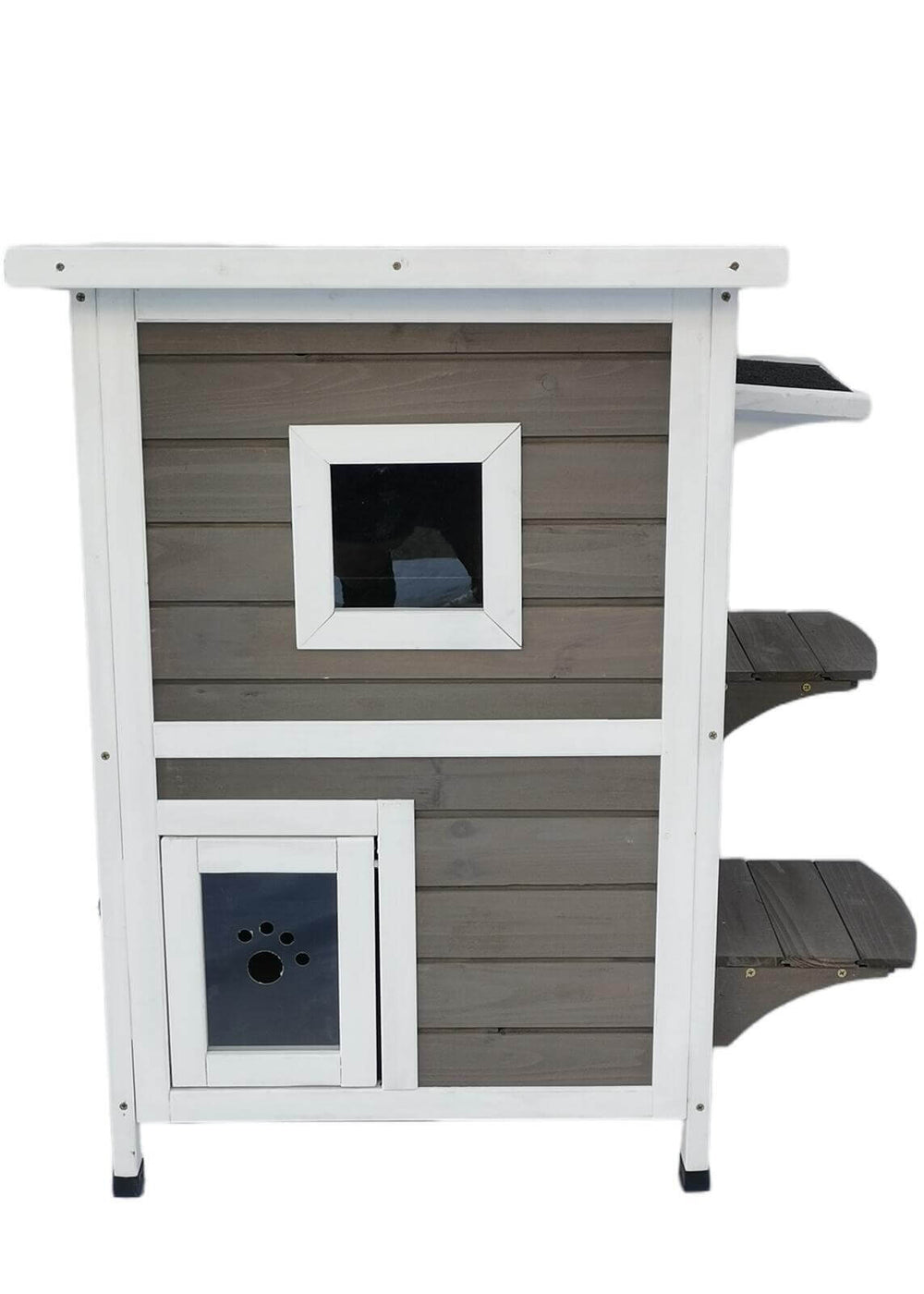 Affordable YES4PETS 2 Story Cat Shelter Condo with escape door and waterproof design for small animals.