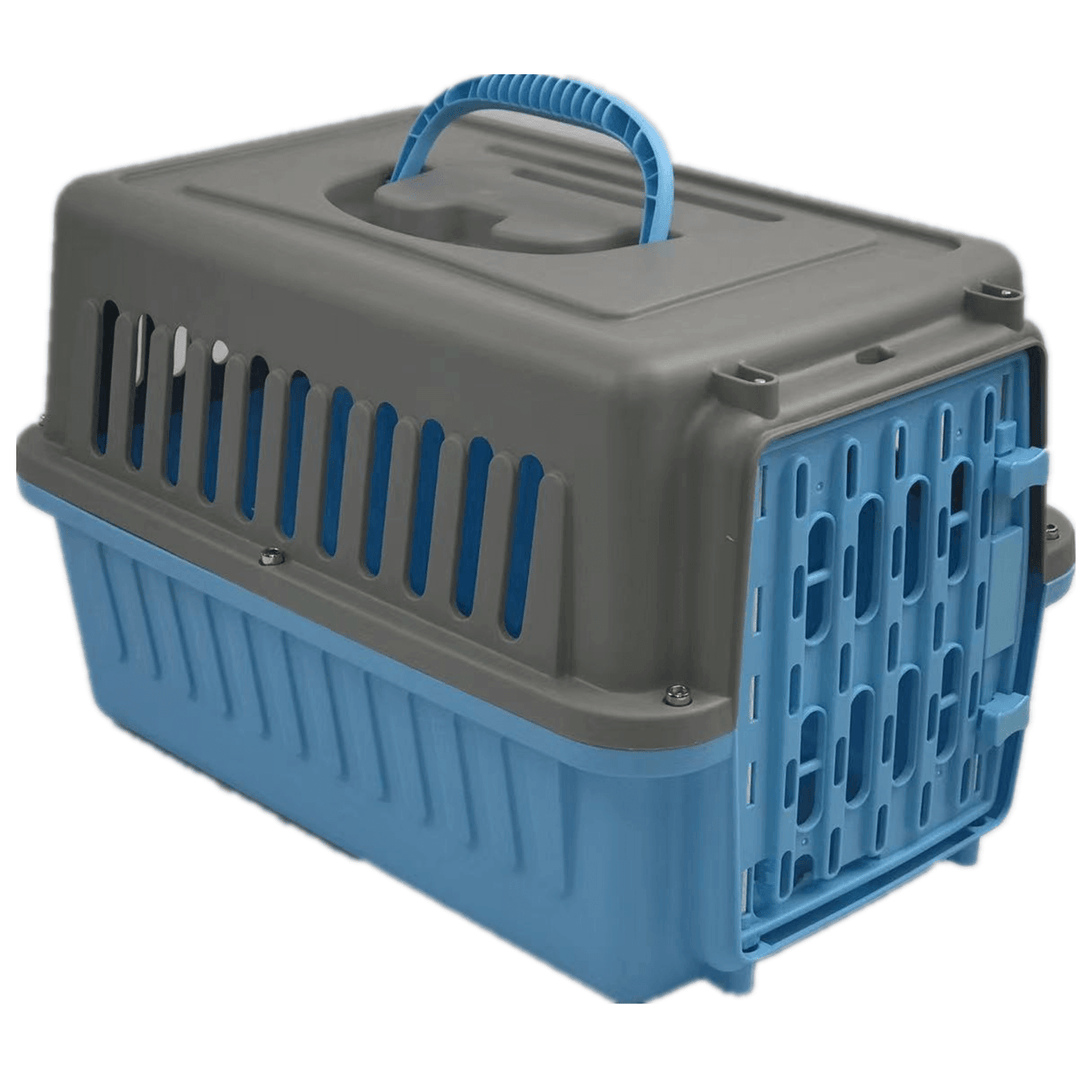 YES4PETS blue pet carrier crate for small dogs, cats, rabbits, and guinea pigs, lightweight and affordable travel solution.