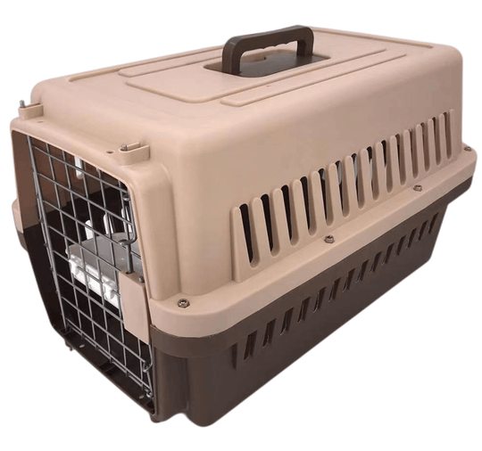 YES4PETS medium pet carrier in brown, lightweight and durable, ideal for small dogs, cats, and rabbits.