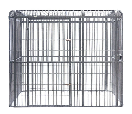 XXXL walk-in pet cage made of durable wrought iron with secure locks and large access door.