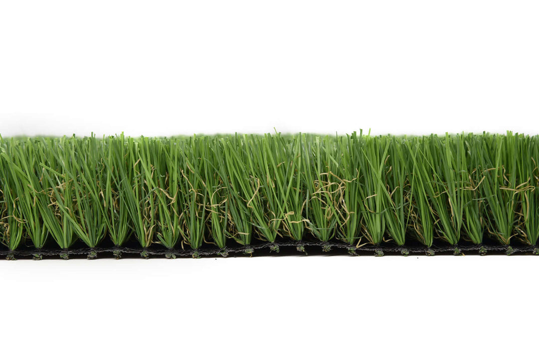 Close-up of YES4HOMES Premium 40mm synthetic turf showcasing lush green grass blades for DIY landscaping.