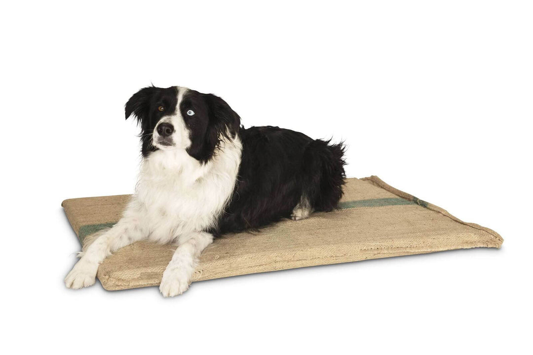 Large hessian pet dog bed mat with foam, perfect for comfort and style, designed for Australian climate.