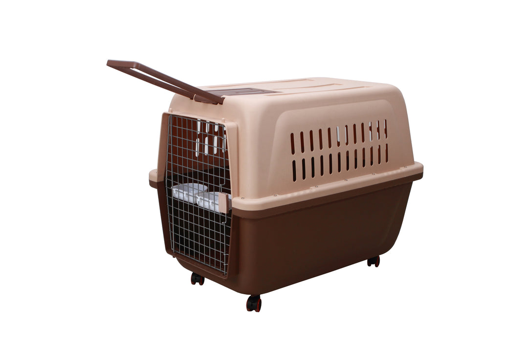 DSZ Product, feed-cond-new, feed-sl-DSZ Freight Payable, newYes4Pets Large Plastic Kennels Pet Carrier Dog Cat Cage Crate With Handle And Wheel Brown - Premium Pet Care > Dog Supplies > Dog Kennels from Yes4Pets ! Shop Online Buy Now at S & D's Value Store Family Business Best Customer ServiceDSZ Product, feed-cond-new, feed-sl-DSZ Freight Payable, new